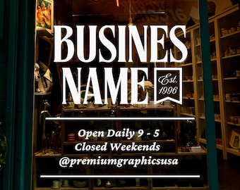 Customizable Window Decal / Your Company Name or Logo / Storefront Vinyl Sticker / Weatherproof Door Window Lettering for your Business