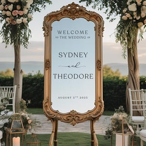 Calcomanía personalizada "Bienvenidos a la boda de" / Letras de vinilo personalizables para vidrio, espejo, cartón y más / Letrero para evento de ceremonia