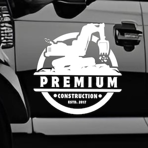 Voll anpassbarer Baustellenaufkleber / Ihr Firmenname oder Logo / Personalisierter Vinyl-Schriftzug / LKW, Fenster-, Türaufkleber