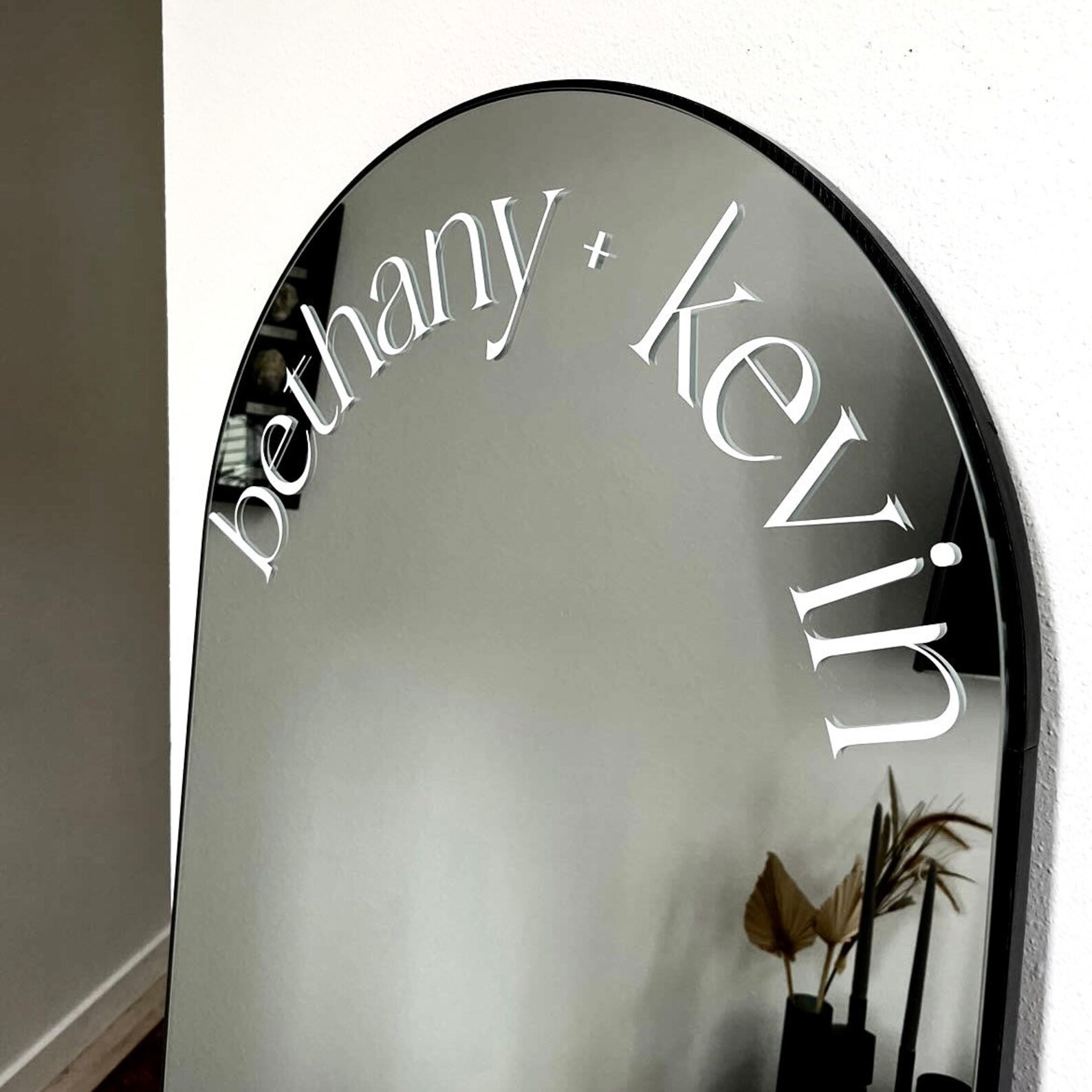 Arched Wedding Mirror Decal / Customizable Curved Names and Etsy