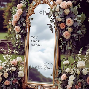 You Look Good / Customizable Wedding Mirror Decal / Glass, Acrylic, Window Sign Names / Highest Quality Vinyl Lettering and Transfer Tape