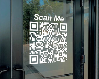 Custom QR Code and Line of Text / Social Media Sticker / Company Website Storefront Vinyl Window Door Lettering Follow Book Menu