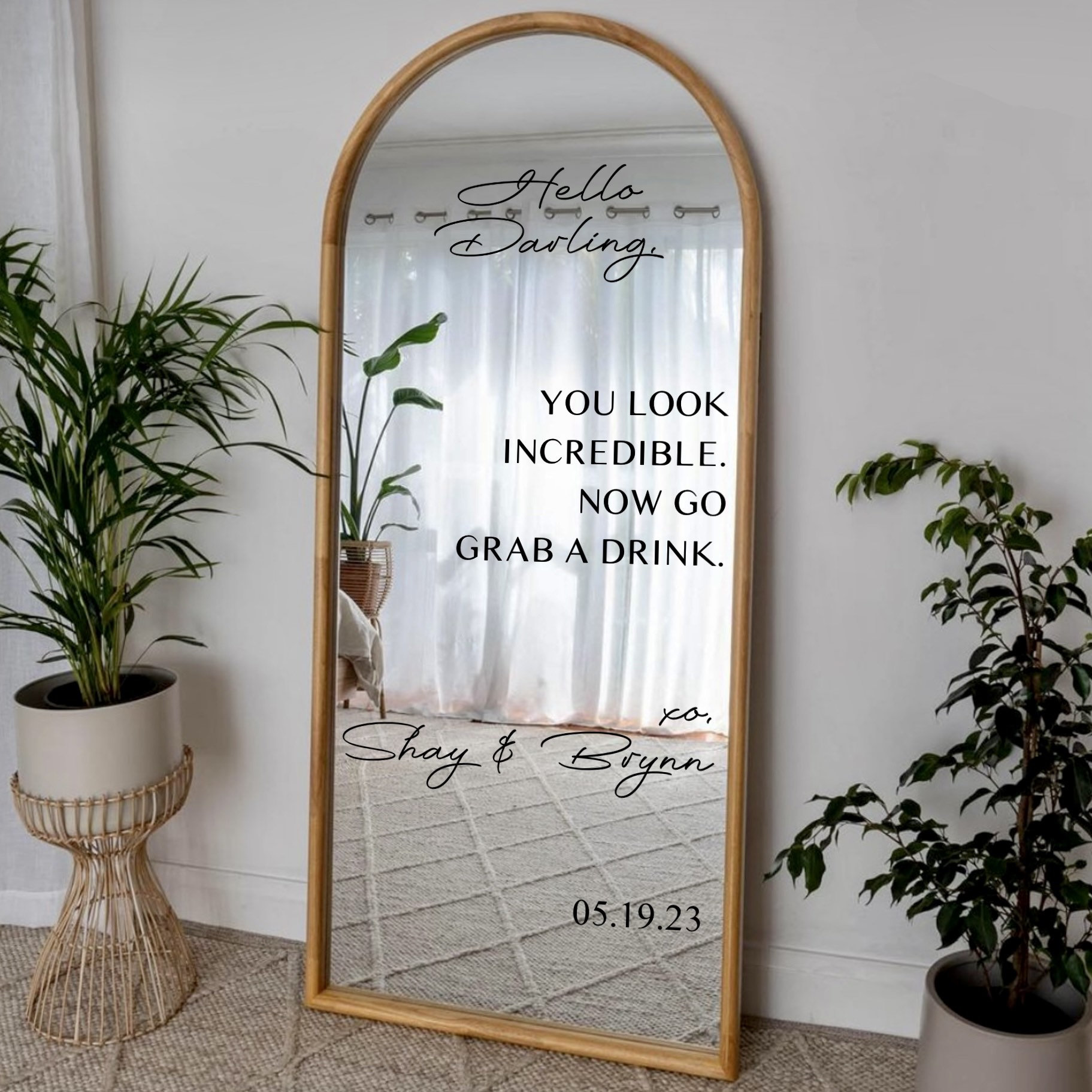 You Look Incredible Custom Wedding Decal / Customizable Wedding Design Names Mirror Window Sign Decal