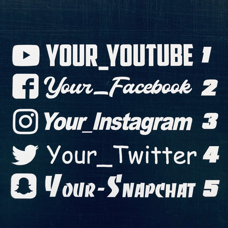 Two 2 Custom Social Media Username Decal Stickers 10 Etsy