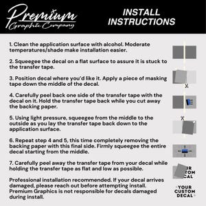 Artwork describing how to install a vinyl decal.