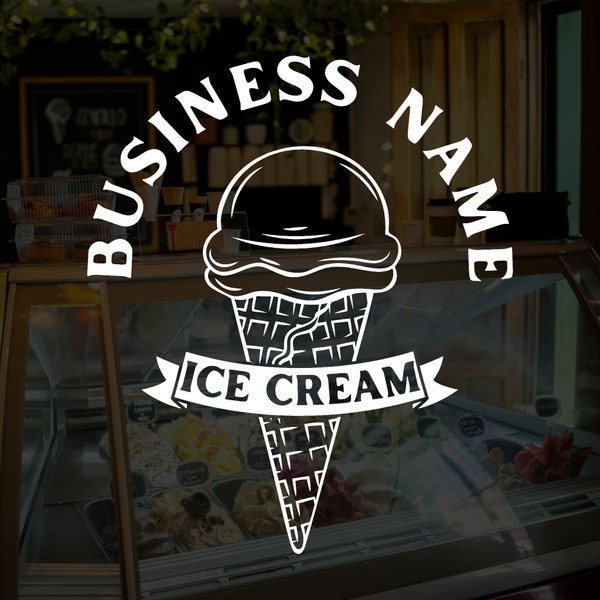 Customizable Ice Cream Shop Vinyl Decal / Your Company Name or Logo Storefront Sticker Window Door Lettering Personalized