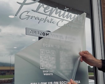 Cartello in vinile personalizzato per porta - Decalcomania aziendale personalizzabile - Logo, testo personalizzato, social, adesivo con codice QR - Scritte variabili per vetrina