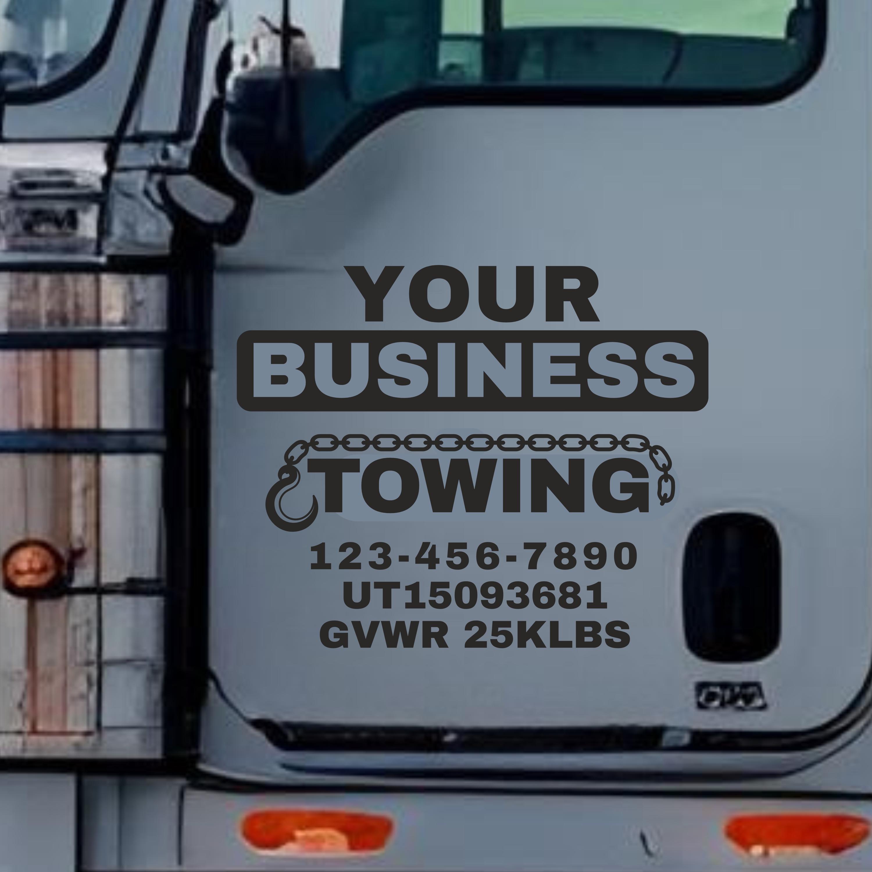Fully Customizable Towing Decal / Your Company Name or Logo / Vinyl ...