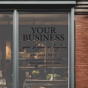 Personalized vinyl decal for your business door.