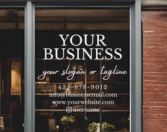 Customizable Business Decal - Create Your Own Door Sign - Logo, Custom Text, Socials, Website, QR Code Sticker - Storefront Vinyl Lettering