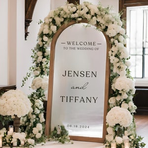 Bienvenido a la boda de calcomanía de espejo / Diseño personalizable Espejo Ventana Letrero Tablero Exhibición Decoración Nombres Fecha Calcomanía