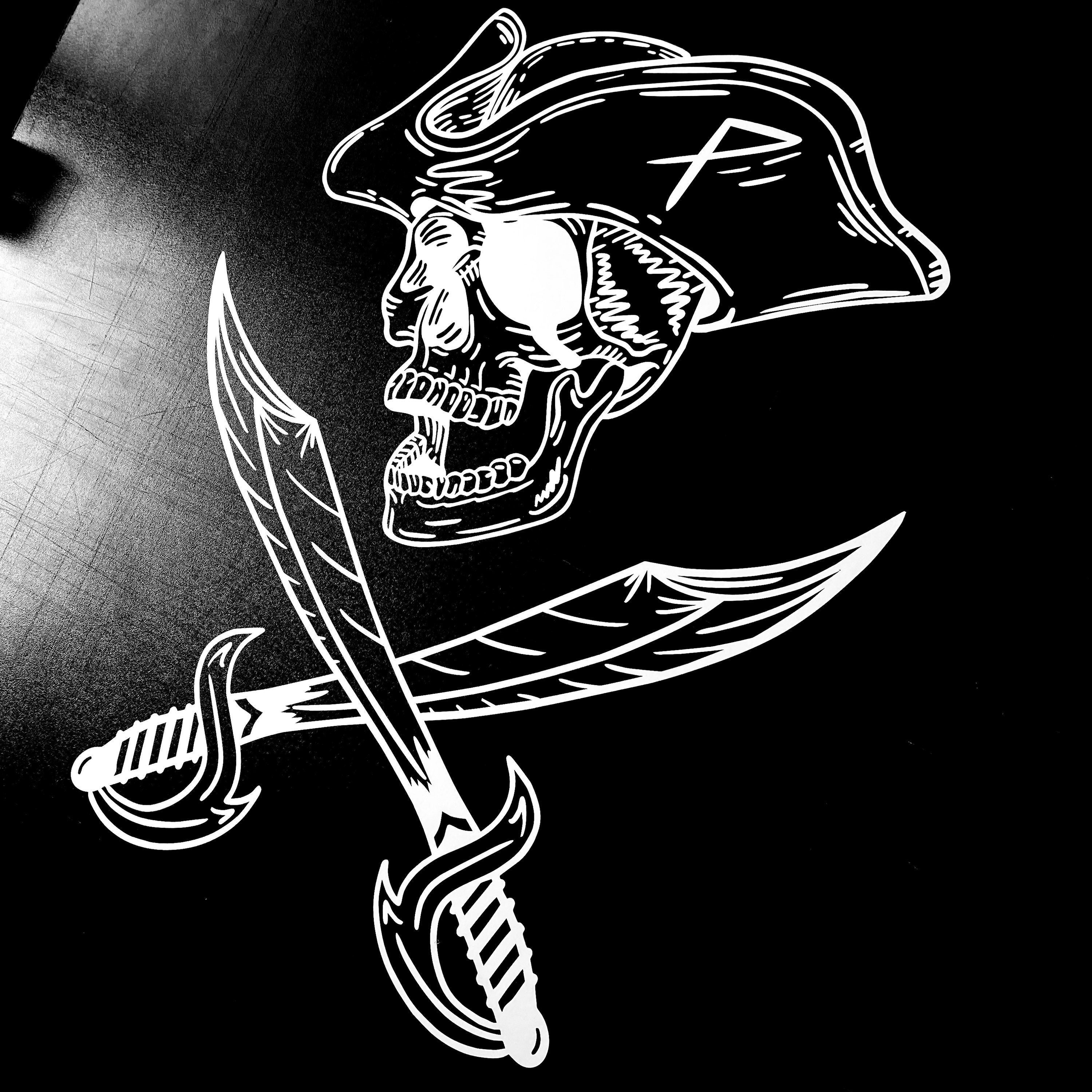 Jolly Roger Pirate Themed Vinyl Decal with “Glowing” Eyes and Nose for  Macbook Laptops and More! – AZ Vinyl Works