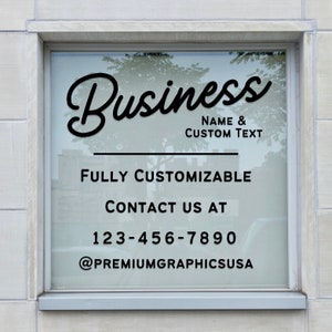 Calcomanía comercial personalizable / Logotipo de vinilo / Adhesivo para ventana personalizado / Código QR personalizado / Letrero de puerta impermeable