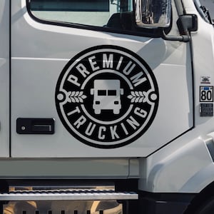 Fully Customizable Circle Truck Decal / Your Company Name or Logo Vinyl Door Lettering Semi Trucking Tractor Trailer Truckers 18 Wheeler