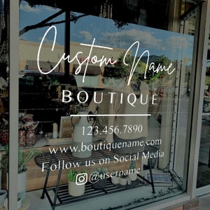 Customizable Boutique Sign Decal / 6 Year Outdoor Rating / Your Company Logo Storefront Vinyl Sticker Window Door Lettering