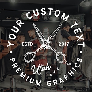 Calcomanía personalizable para letrero de tienda / Letras de vinilo para barbería / Su texto o logotipo Adhesivo de vinilo para escaparate Ventana Puerta Salón