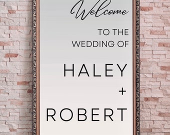 Personalized mirror decal / Custom wedding vinyl lettering / Welcome sign / Elegant custom sticker / Customizable event decor