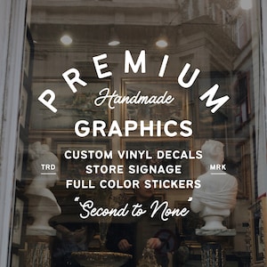 Vintage Custom Window Decal / Business Name & info Storefront Vinyl Sticker Window Door Lettering