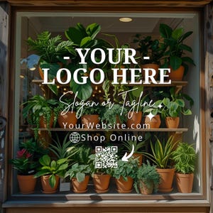 Fully Customizable Window Sign - Customizable Business Decal - Logo, Custom Text, Socials, Website, QR Code Sticker - Storefront Vinyl