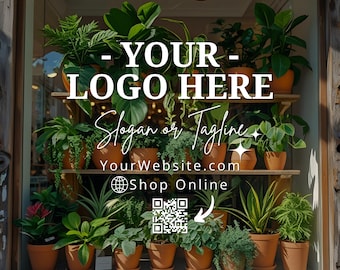 Fully Customizable Window Sign - Customizable Business Decal - Logo, Custom Text, Socials, Website, QR Code Sticker - Storefront Vinyl