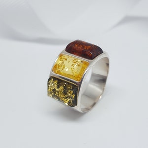 Large Amber Ring, Multicolor Amber Ring, Multicolour Gemstone Ring, Statement Amber Ring, Ring Gift For Women, Amber Ring, Amber Jewellery