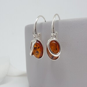 Classic Amber Earrings, Oval Amber Earrings, Silver And Amber Earrings, Round Amber Earrings, Dangle Amber Earrings, Baltic Amber Earrings