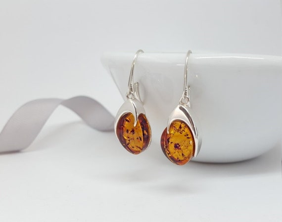 Amber on sale earrings silver