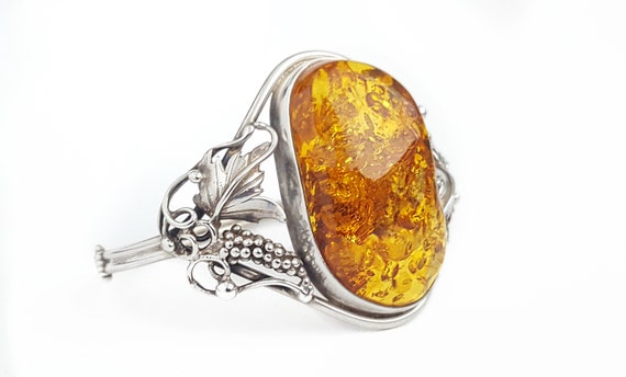 Baltic Amber Leaf Vine Wrap Style Ring Sterling Silver Fair Trade Baltic Amber Leaf Vine Wrap Style Ring Sterling Silver Fair Trade