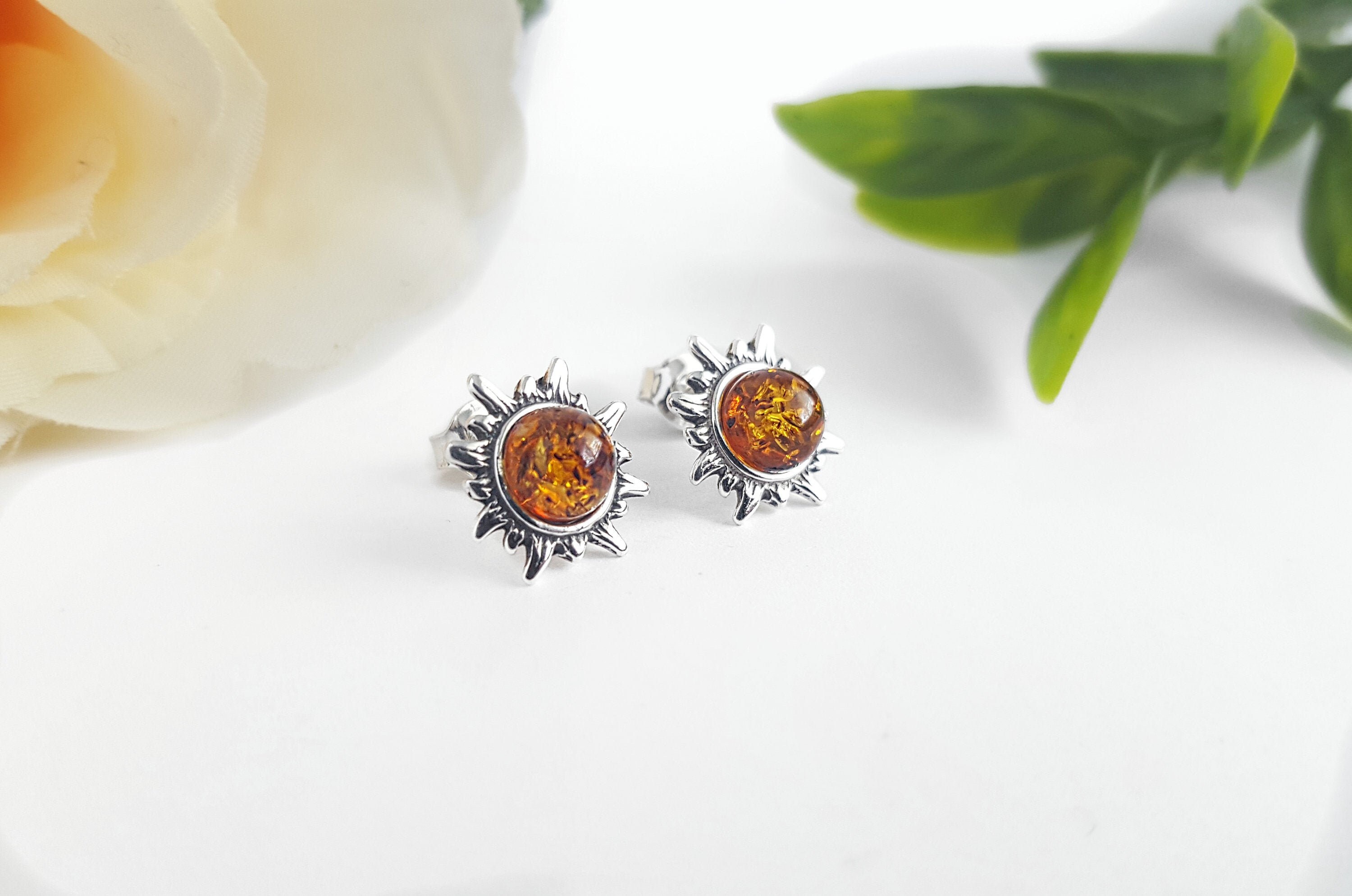 Amber Sun Earrings - Etsy