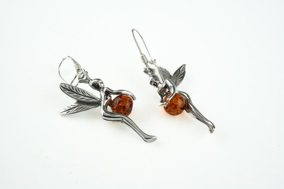 Honey Amber Tinker Bell/Fairy Earrings Honey Amber Tinker Bell/Fairy Earrings