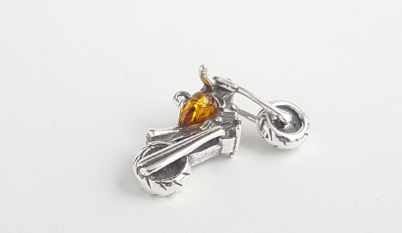 Sterling Silver Amber Motorcycle Pendants Sterling Silver Amber Motorcycle Pendants