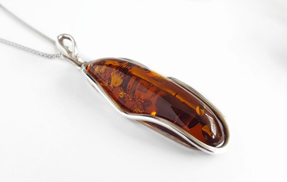 Long Amber Necklace One Of A Kind Amber Necklace Modern Baltic Amber Necklace Silver and Amber Necklace Large Amber Necklace Amber Gift Etsy