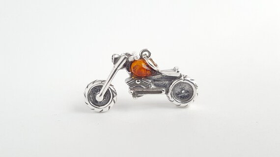 Sterling Silver Amber Motorcycle Pendants Sterling Silver Amber Motorcycle Pendants