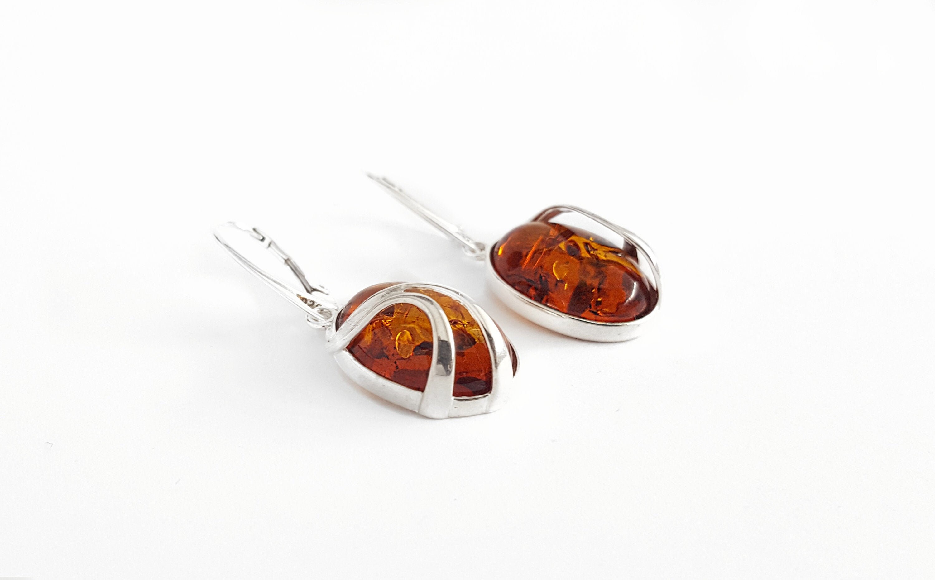 Classic Oval Amber Earrings Silver and Amber Earrings Modern - Etsy Canada