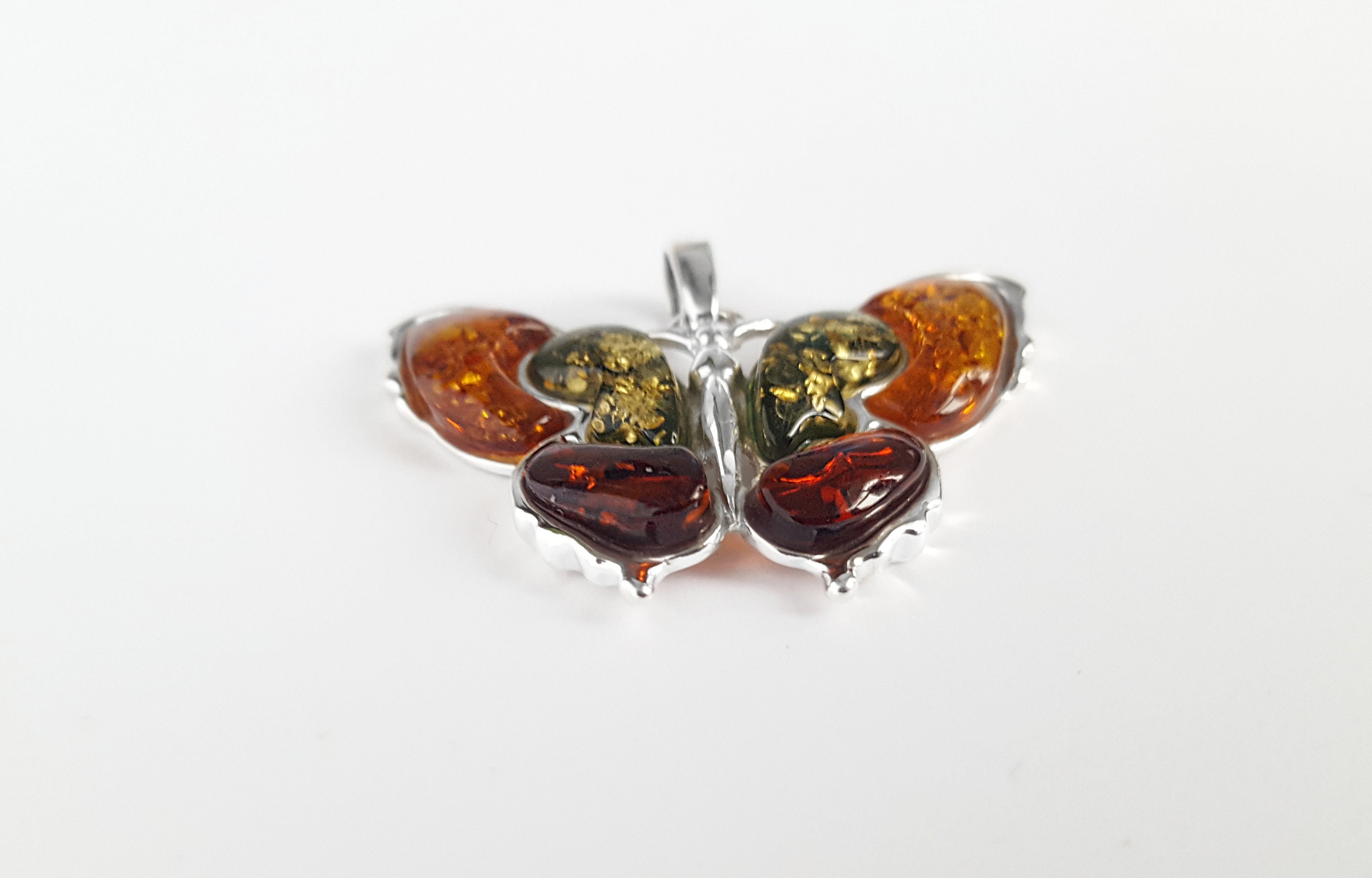 Multi color Amber Sterling Silver Butterfly Bracelet - Amberman