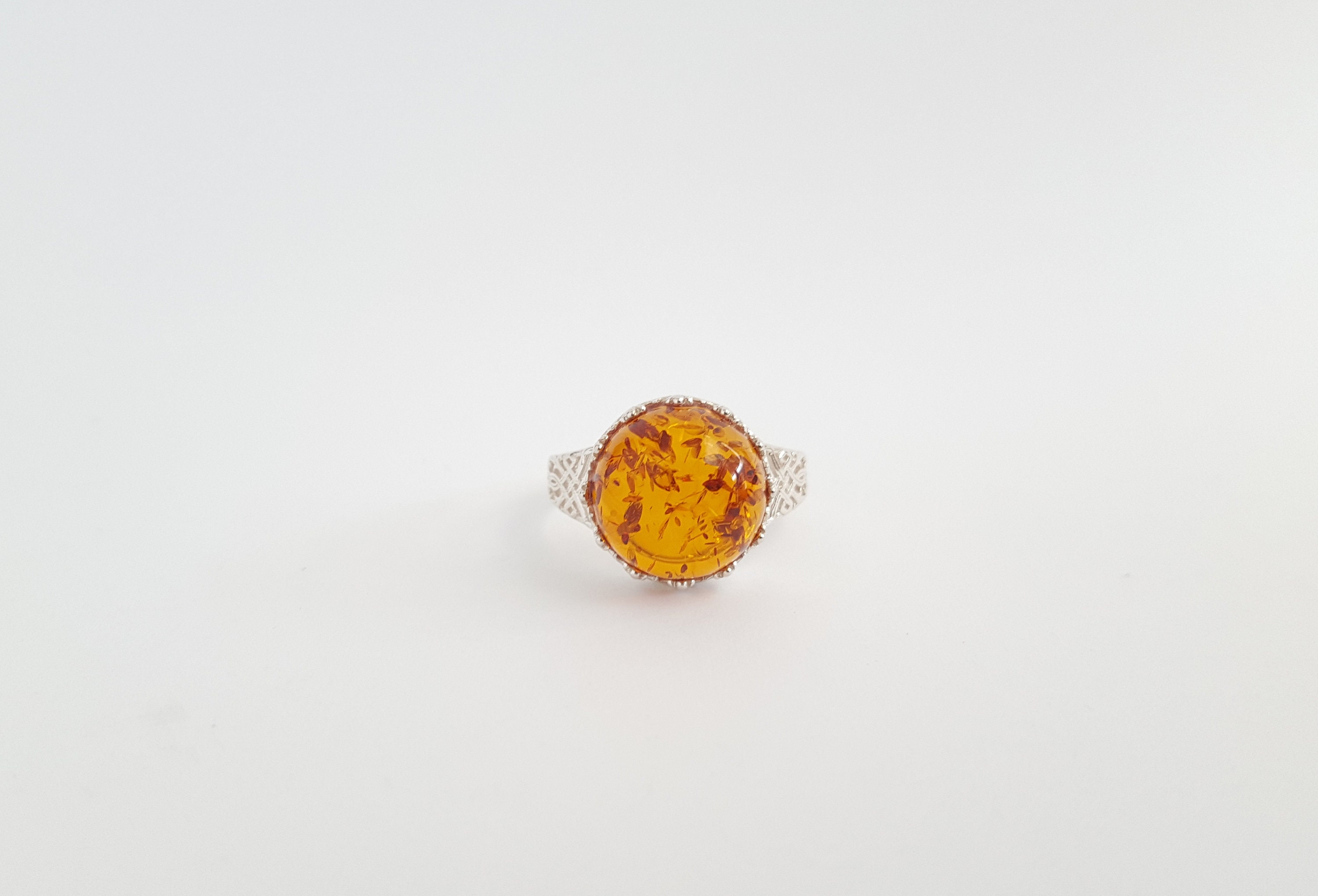 Round Princess Amber Ring Adjustable Baltic Amber Ring | Etsy