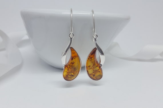 Amber teardrop sale earrings