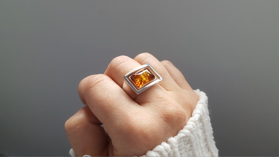 Baltic Amber Geometric Ring Baltic Amber Geometric Ring