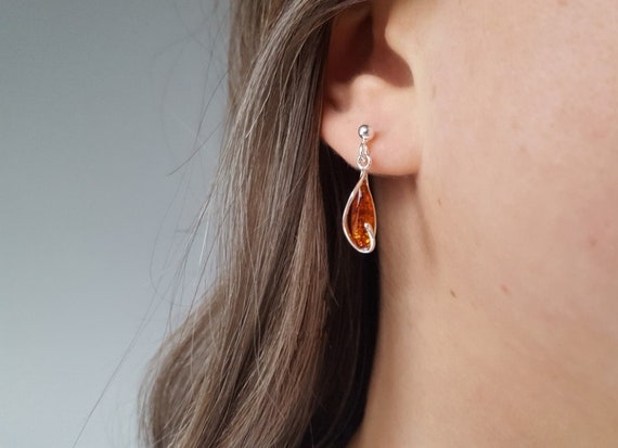 Baltic Amber Tear Drop Earrings Baltic Amber Tear Drop Earrings