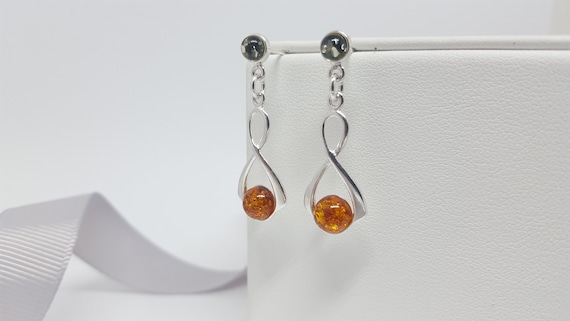 Baltic Amber Infinity Earrings Baltic Amber Infinity Earrings