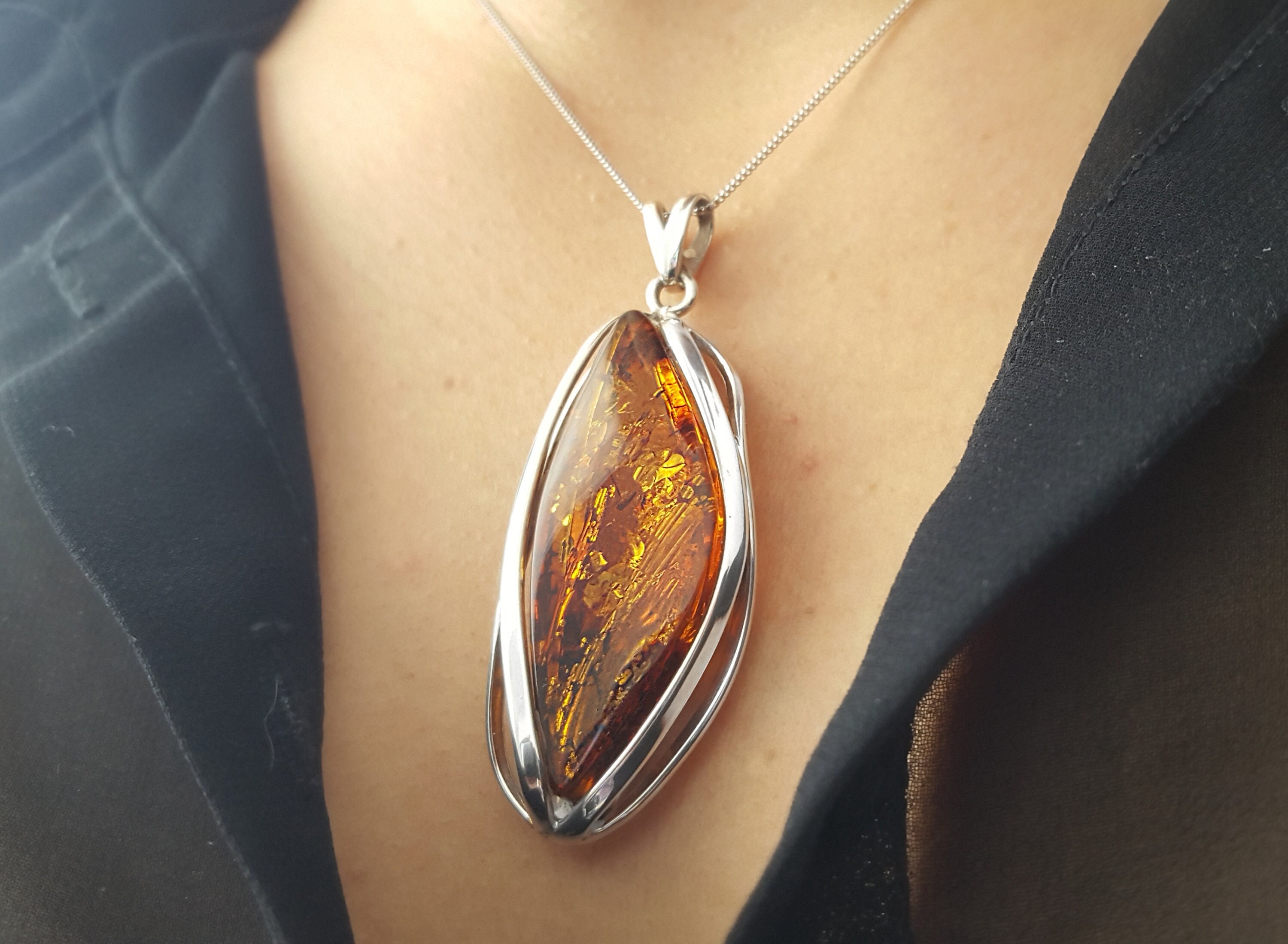 Baltic Amber Necklace Sterling Silver 