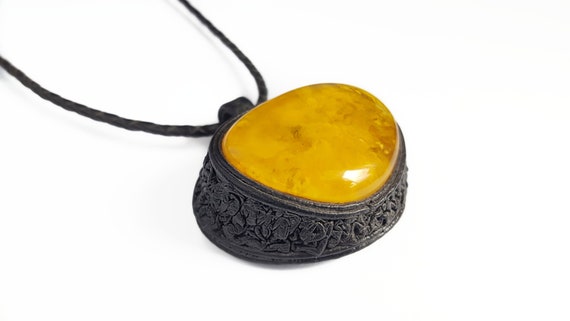Butterscotch Baltic Amber Pendant, Gold-plated 925 Silver Necklace, Genuine Amber  Necklace