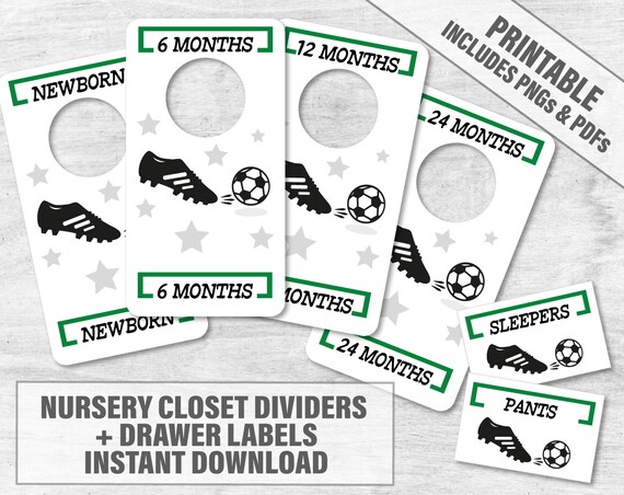 Soccer Closet Dividers 10 Printable Nursery Closet Dividers Etsy