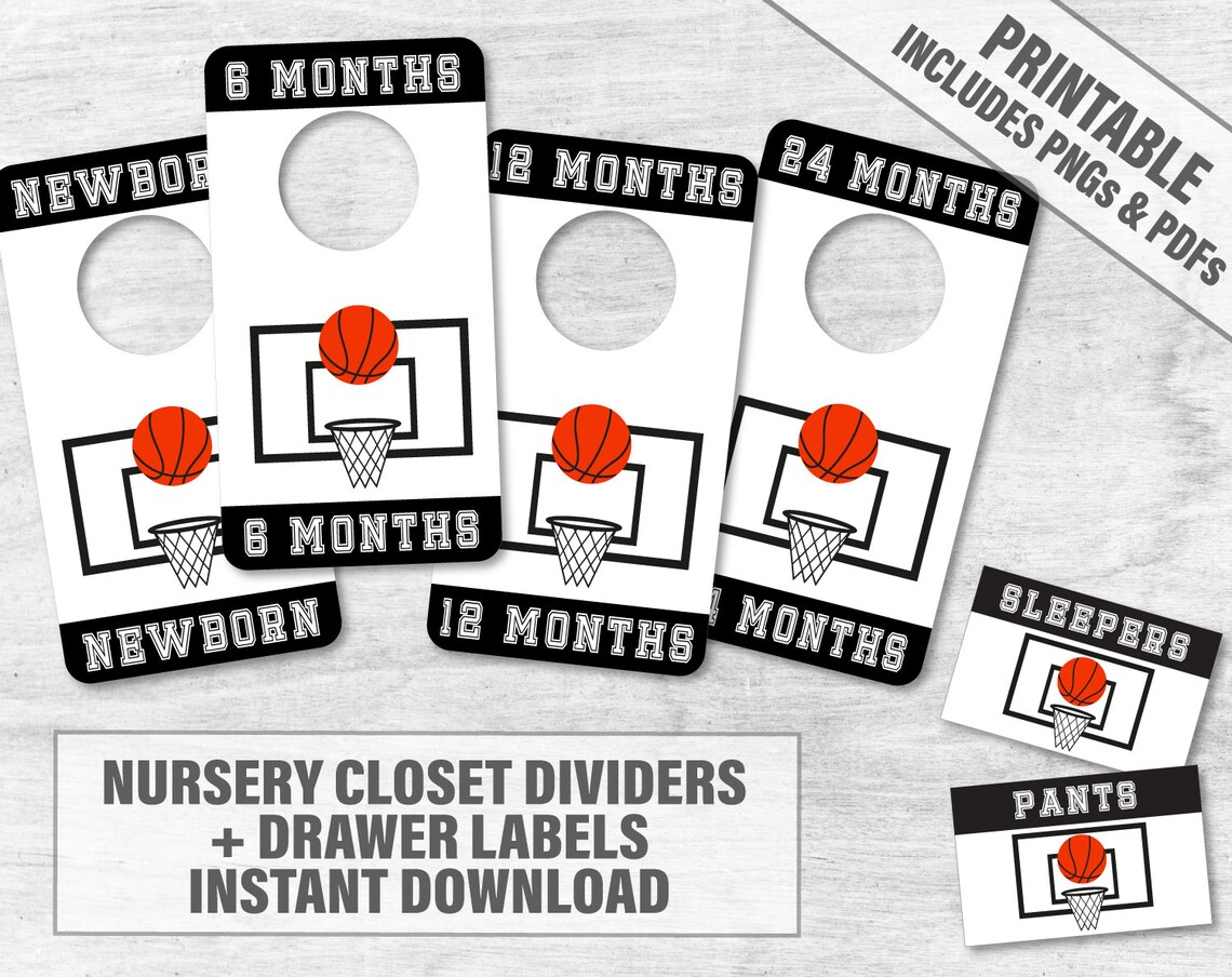 Basketball Closet Dividers 10 Basketball Printable Baby Etsy