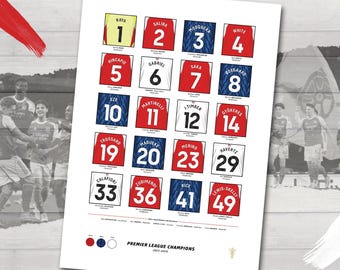 2025/2026 - Arsenal - Premier League Champions - Legends Print - Gifts - Wall Art - Retro - Poster