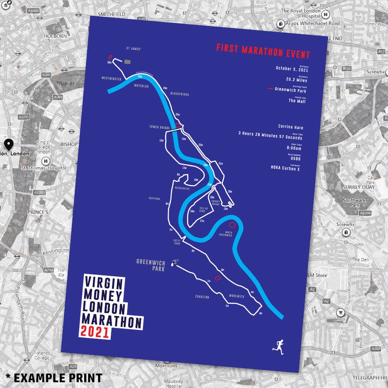 2021 London Marathon Personalised Print image 1