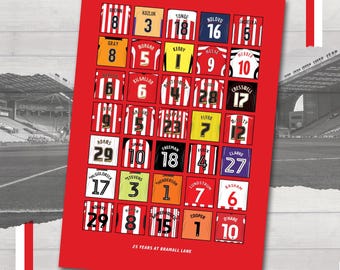 Sheffield United - 25 Years at Bramall Lane - Legends Print - Gifts - Wall Art - Retro - Poster