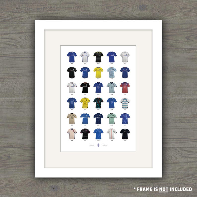 2025 - Chelsea Football Shirt History Presentation Print 2016-2025 - Gifts - Wall Art - Retro - Poster image 2
