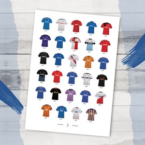 2023 - Rangers Football Shirt History Print 2014-2023 - A4 presentation - Gifts - Wall Art - Retro - Poster - Gift for him & her