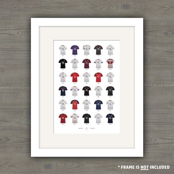 2023 England Rugby Union Shirt History Artwork 2009 2023 Presentation Print Gift Wall Art Poster 6 Nations